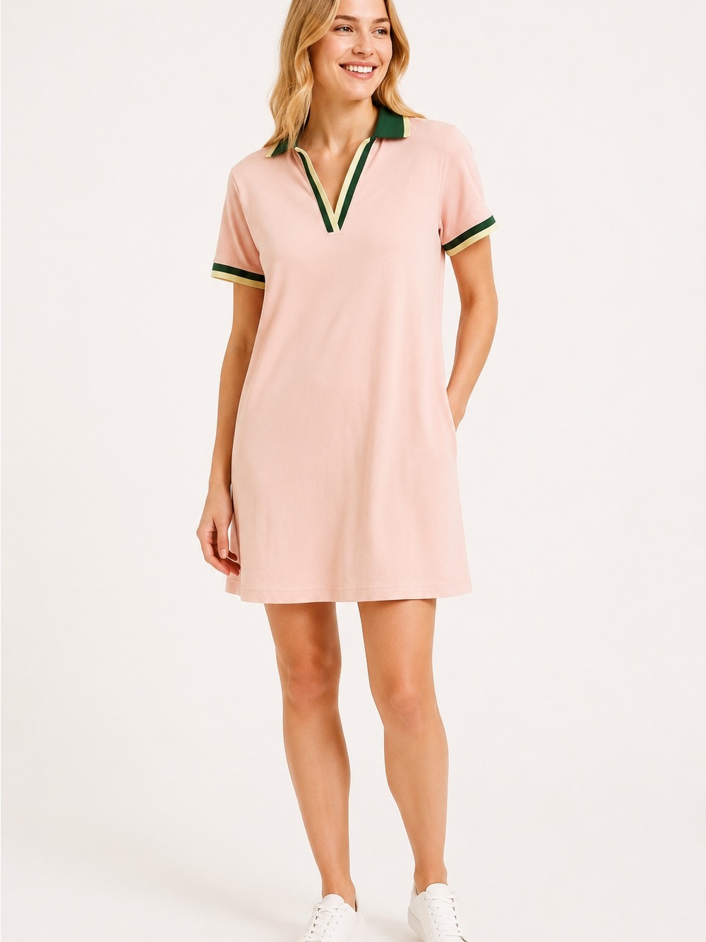 Tuckernuck Pink Green Contrast Polo golf Dress XL Preppy